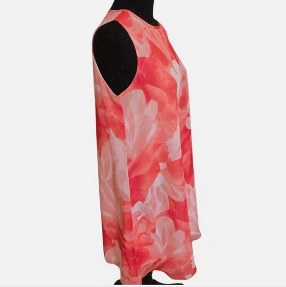 Jessica H Women's Lined Sleeveless Floral A-Line Dress Coral White Size 10 - Picture 2 of 7